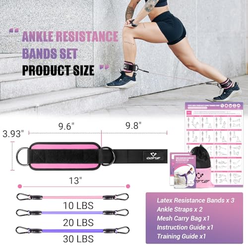 Image of Ankle Resistance Bands with Cuffs, Leg Exercise Equipment with Poster | Ankle Bands for Working Out, Kickbacks Hip, Leg Glute, Resistance Workout Equipment for Women