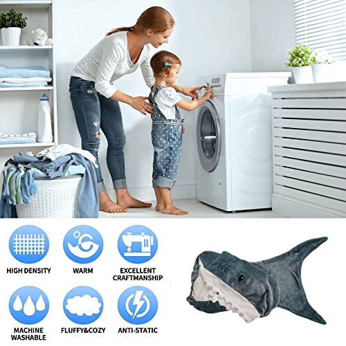 Shark Blanket For Boys Girls Super Soft Cozy Flannel Hoodie Shark Tail Wearable Fleece Throw Blanket Kids Cosplay Shark Costume Shark Gifts For Shark Lovers(S Fits Heights Less Than 4'5") #TOP6