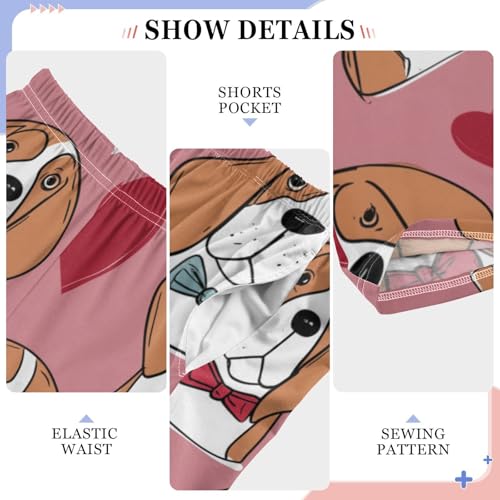 Beagle Love Hearts Boys Long Pants Soft Trousers Elastic Waist Kids Lounge Bottoms with Pockets S-XL4