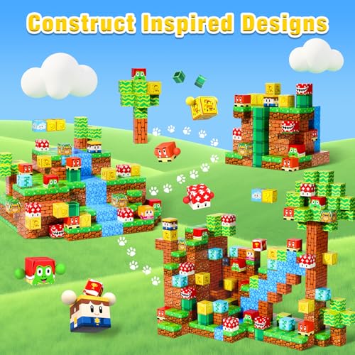 LUVTOY Magnetische Bausteine - 108 Teile Magnetbausteine Kinder - Magnetische Spielzeug Magnetspielzeug Magnete Kinder - Spielzeug ab 3 4 5 6 7 8 9 Jahre Jungen und Mädchen (2 cm)