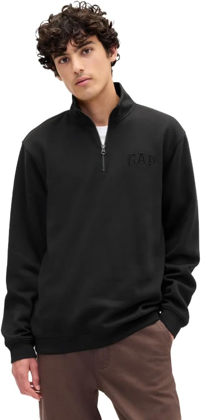 GAP Men's Heritage Logo Quarter Zip Mockneck Pullover