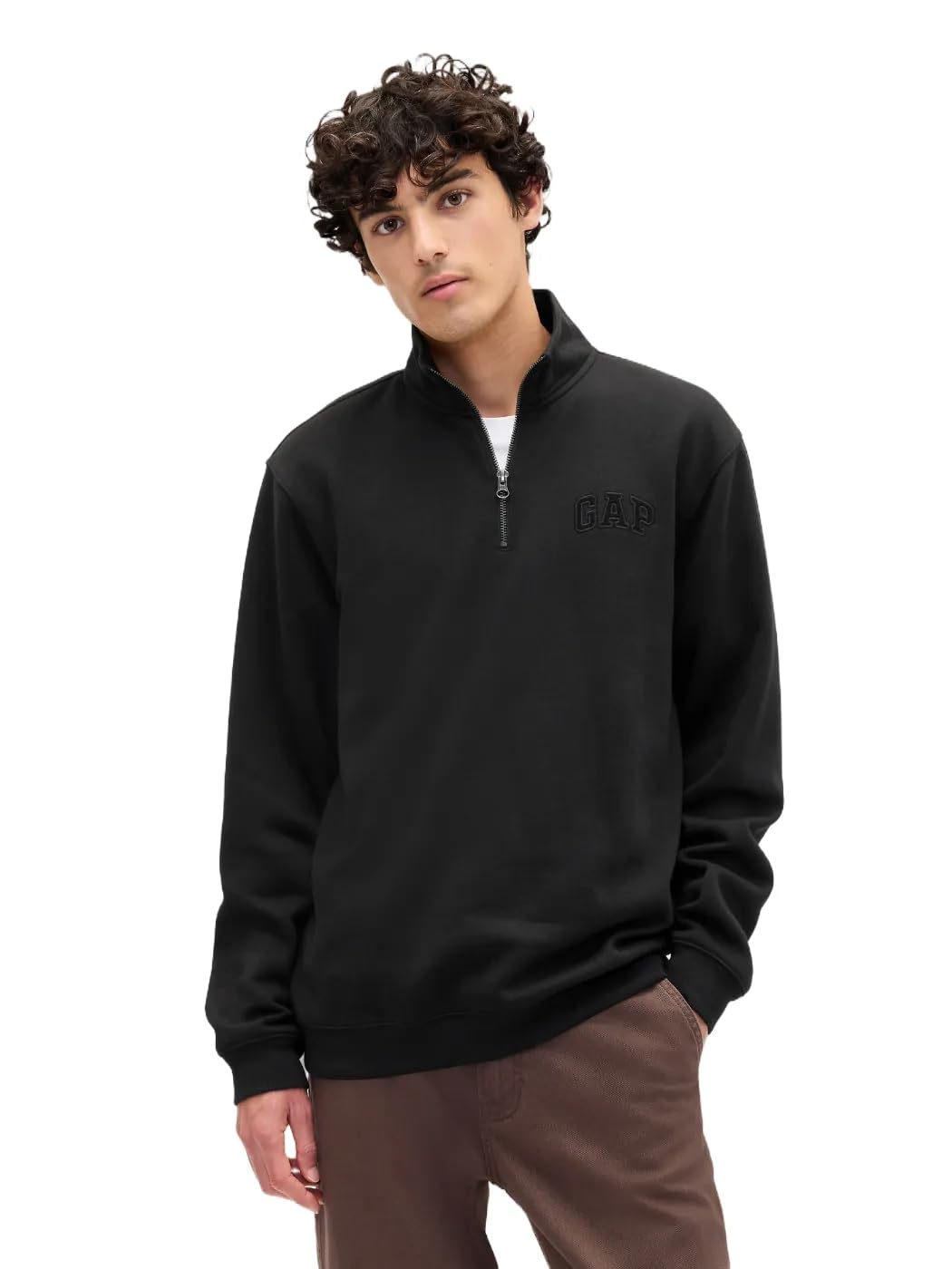 

                                                    GAP Mens Heritage Logo Quarter Zip Mockneck Pullov