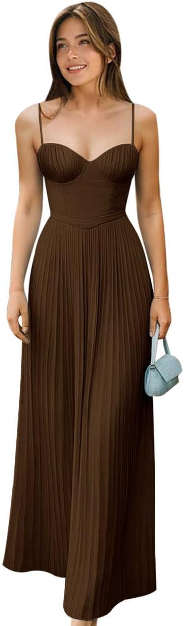 Spaghetti Straps Chiffon Bridesmaid Dresses 2026 Corset Prom Dress A-Line Long Formal Dress