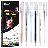 Dyvicl Dual Metallic Gel Pen, 2nd Generation, Liquid Glitter Iridescent Gel Pen for Adult Coloring, Doodling, Drawing, Scrapbooking, Card Making, Illustrations, Designs, Journaling, Set of 6