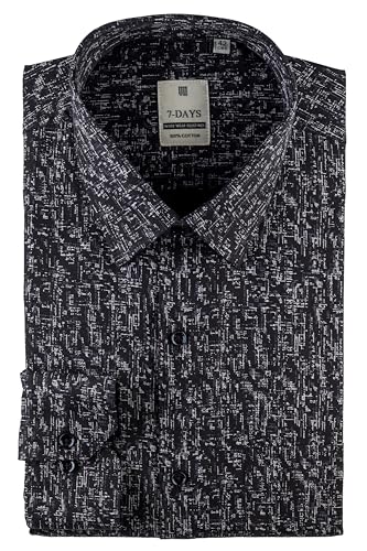 Image of 7-DAYS Men's Premium Printed Shirt - 100% Cotton, Regular Fit, Full Sleeve, with Pocket - Versatile for Formal Occasions and Casual Wear