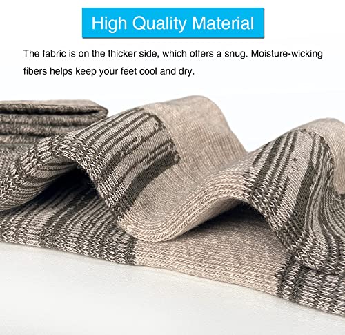 Aptyid Men's Moisture Control Cushioned Crew Work Boot Socks, Size 9-12, Khaki Brown, 4 Pairs #TOP2