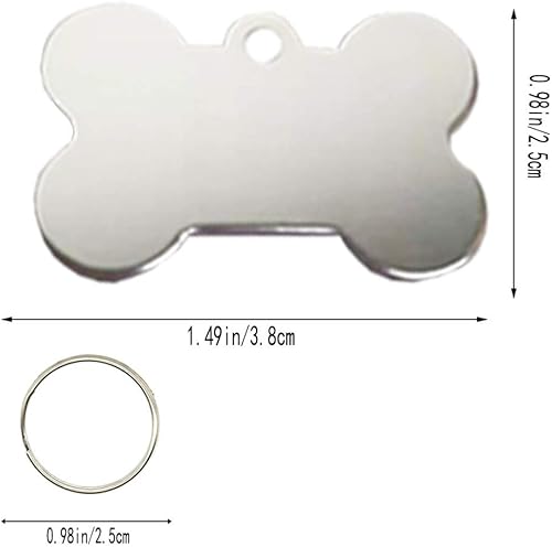 Miniatura 2 de 30 unidades de etiqueta de identificación de mascotas con forma de hueso de 1.496 pulgadas (1.496 in) de aluminio personalizada en blanco etiqueta