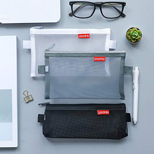 Confezione Da 2 Astucci A Rete Con Manico E Cerniera - Trousse Trasparente E Borsa Toilette - Porta Pennarelli Per Scuola, Viaggio O Ufficio
