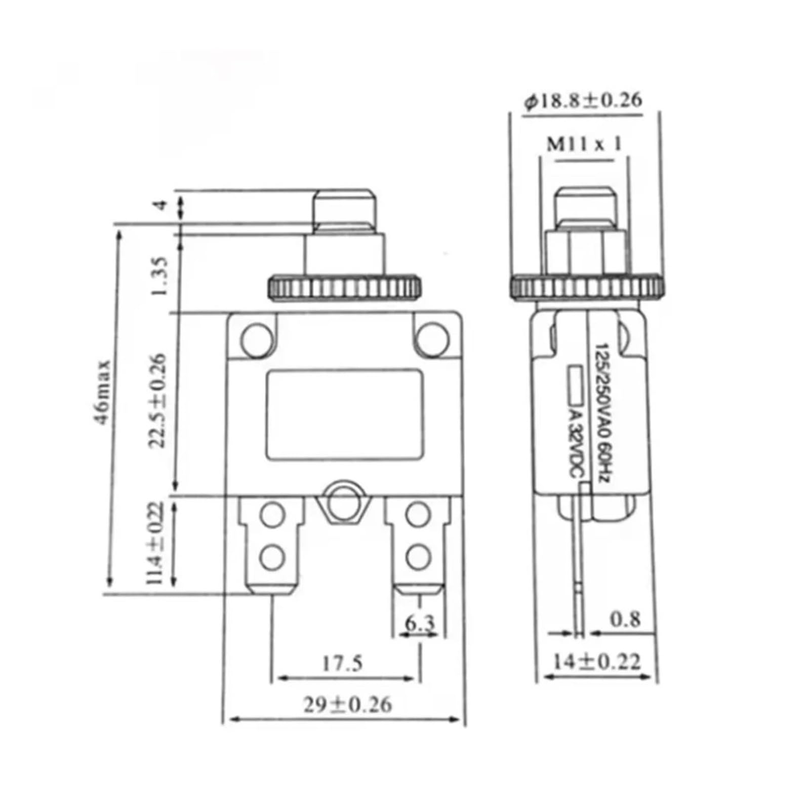 5 sztuk Wyłącznik Przeciążenie Zabezpieczenie Przeciążenia Wyłącznik Bezpiecznik 3A 4A 5A 6A 7A 8A 10A 12A 15A 20A Resetowalny 220V