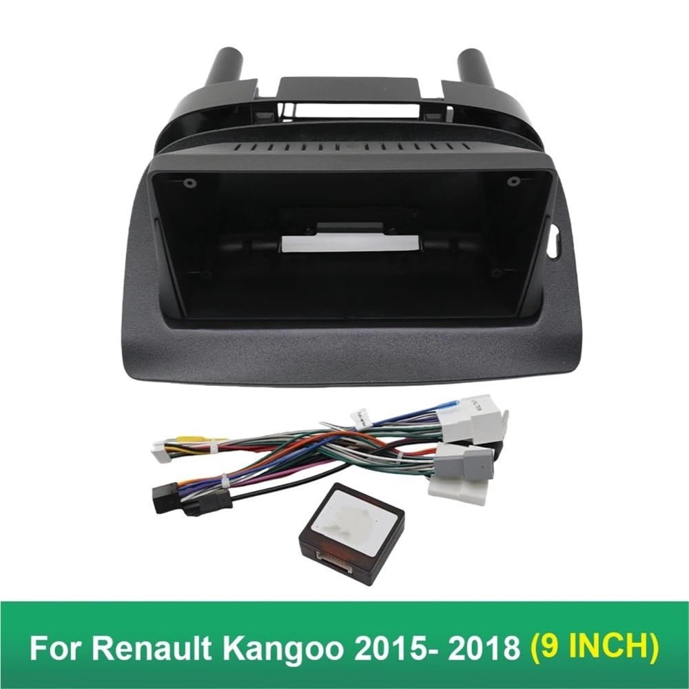 Cadre Façade Cache-Radio Façade autoradio 2 DIN 9 Pouces Compatible avec Renault Kangoo 2015-2018 (Cadre et Panneau d'installation pour DVD Double DIN) | Vehicle cables