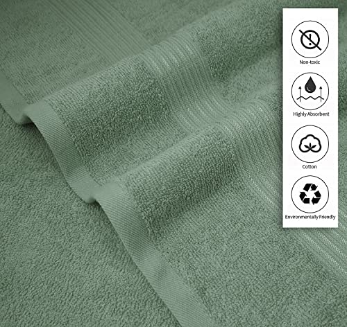 ZUPERIA Bath Towels 27" x 54" Set of 4 Ultra Soft 600 GSM 100% Combed Cotton Large Towels for Bathroom, Highly Absorbent Daily Usage Bath Towel Set Ideal for Pool, Home, Gym, Spa, Hotel (Sage Green)