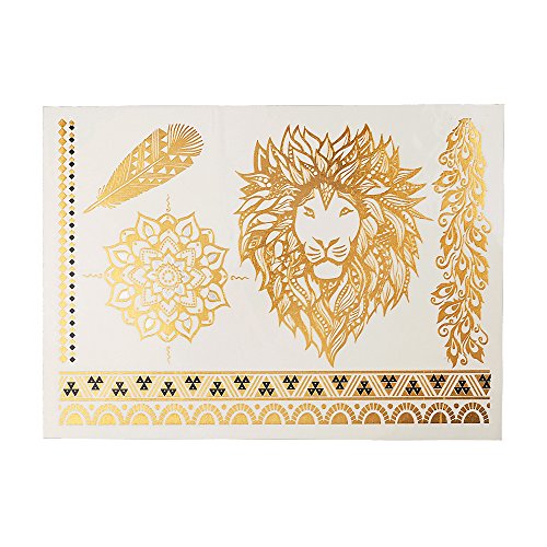 Glaryyears Metallic Gold Silver Temporary Tattoos, Large Big Fake Flash Glitter Animals Tattoo Stickers, 6 Pack For Women Men Adults Girls Body Beach Festivals Parties, Butterfly Ocean Beast Designs #TOP5