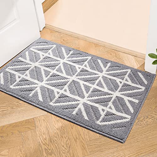 comfoyar Felpudo Entrada Casa Antideslizante, Alfombra Interior Lavable en la Lavadora Súper Absorbente Perfil bajo, Alfombrilla para Puerta Principal, Entrada, Patio, Pasillo (50 x 80 cm, Gris) Cover