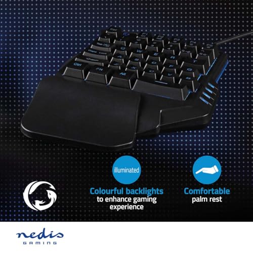 NEDIS Wired Gaming Keyboard - USB Type-A - Folientasten - RGB - Einhändig - Universal - Stromversorgung über USB - Netzkabellänge: 1.60 m - Gaming