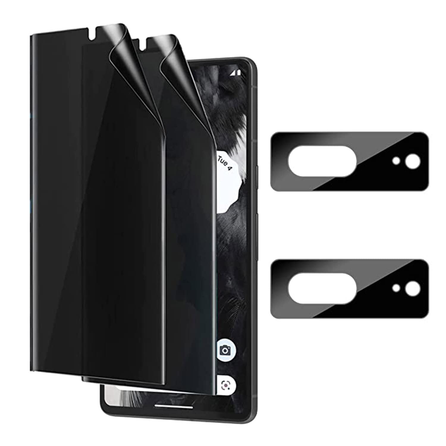 Lukione Anti-Scratch Full Adhesive Flexible Privacy Camera Lens Screen Protector Film for Google Pixel 7 [2+2 Pieces]