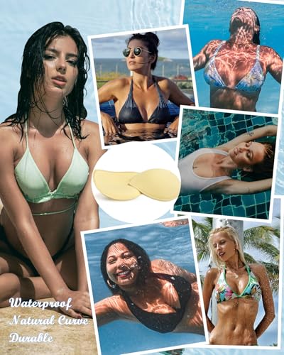 Wateproof Thick Bathing Suit Inserts - 2 Pairs Push Up Bra Pads Inserts Add Cups Swimsuit Breast Enhancer for Bikini Sports Fits A/B4