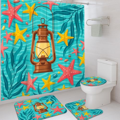 Rideau de douche anti-moisissure turquoise polyester étanche 183 cm - 2