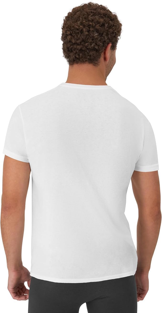 Hanes Mens Undershirt Packs, Stay-Tucked Soft Cotton Undershirts, Best Undershirts for Men, White/Black/Asstd Multipacks - White - 12 Pack XX-Large