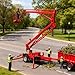 360° Rotating Towable Boom Lift with Hydraulic Adjustment 12-22M High-Reach Articulating Boom Lift for Industrial Maintenance Warehouse Operations Tree Pruning Street Light Installation
