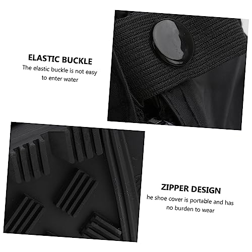 Outanaya 1 par de cubre zapatos de tela Oxford para adultos, cubiertas de zapatos gruesas para uso exterior, ligeras y fáciles de transportar, ajuste cómodo Negro miniatura 7