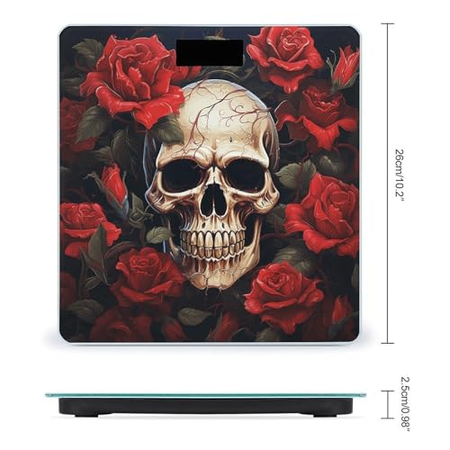 Báscula digital corporal roja Skull Rose de alta precisión miniatura 2