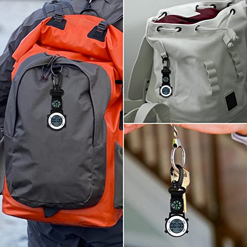 Image of JewelryWe Men Women Digital Clip Watch Mini Microlight Backpack Buckle Belt fob Watches for Rock Climbing Doctors Nurses Chefs for Mother's Day