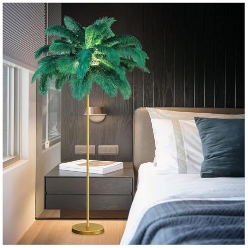 Lámpara de plumas para dormitorio de niña con luz suave LED G4 de rincón