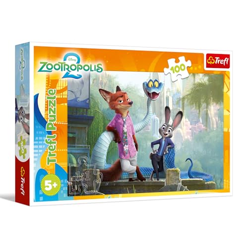 Trefl - Zootopia 2, Secrets of Zootopia - Puzzle de 100 pièces - Puzzle coloré avec des Personnages de Dessins animés, pour Les Enfants âgés de 5 Ans et...