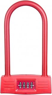 U-Locks Bicycles U Lock Heavy Duty, Cable Locks 4-Digit Resettable Codes for Anti-Theft for Bikes, Bicycle,Motorbikes, Motorcycles, Gates, Black (Red)