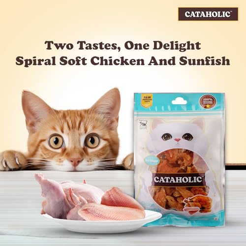 Image of Cataholic Spiral Soft Chicken and Sunfish 50g - High Protein Cat Treats Natural, Chewy & Irresistible Snack for Cats & Kittens (Pack of 6)