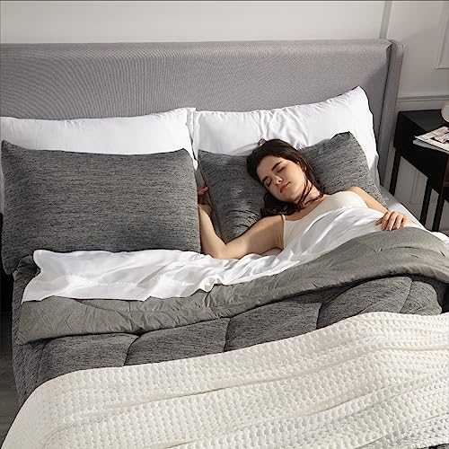 Image of Bedsure Full Comforter Set - Cooling and Warm Bed Set, Dark Grey Reversible Bedding for All Season, 3 Pieces, 1 Full Size Comforter (82 inchx88 inch) and 2 Pillow Cases (20 inchx26 inch)