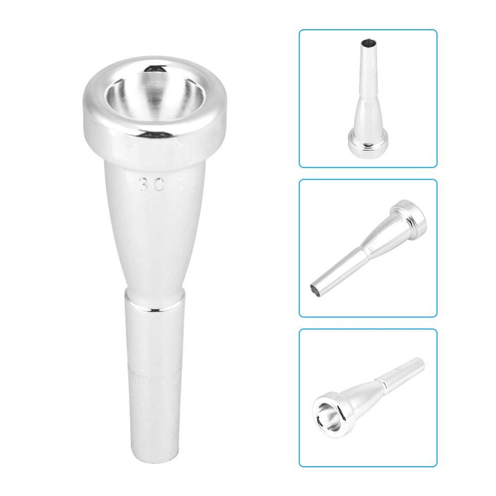Bocchino Tromba in Ottone 3C, Accessori Strumenti Musicali, Design Argentato per Performances (Argento)