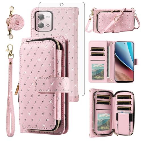 Coque Moto G Stylus 4G 2023 étui portefeuille antichoc Asuwish rose