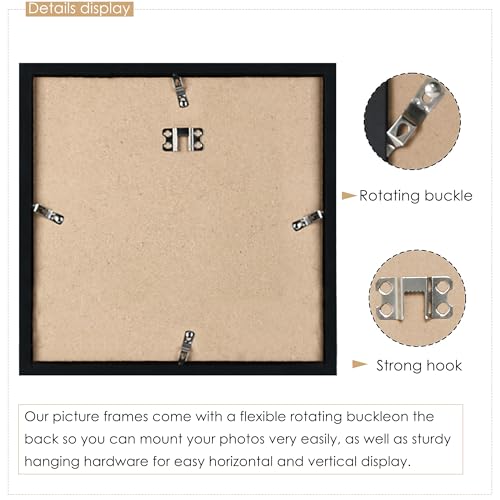 Image of DUENPY 10x10 Collage Picture Frame 4x4 Picture Frames Collage Wall Decor Displays Four 4x4 inch Photos Available Horizontal Wall Mounting Display and Vertical Black