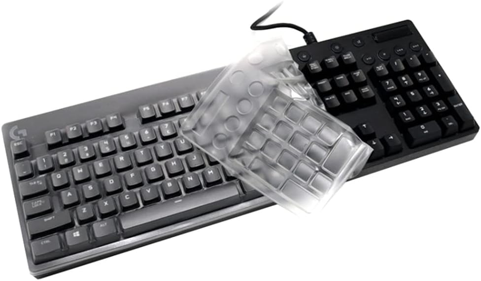 Silicone Keyboard Skin Cover Compatible for Logitech G213 Prodigy Gaming Keyboard, Logitech G810 G610 Orion Mechanical Gaming Keyboard, Logitech G512 & G512 SE & G413 & K840 Gaming Keyboard (Clear)