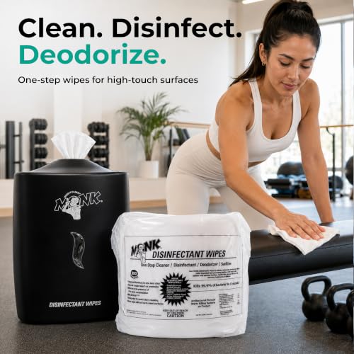 Image of Monk Disinfecting Wipes (2 Refills of 800 Count) for Commercial Facilities | Heavy Duty Cleaning Wipes - 3in1 Disinfectant, Deodorizer & Sanitizer Cleaning Supplies - All Purpose Cleaner for Home & Gym