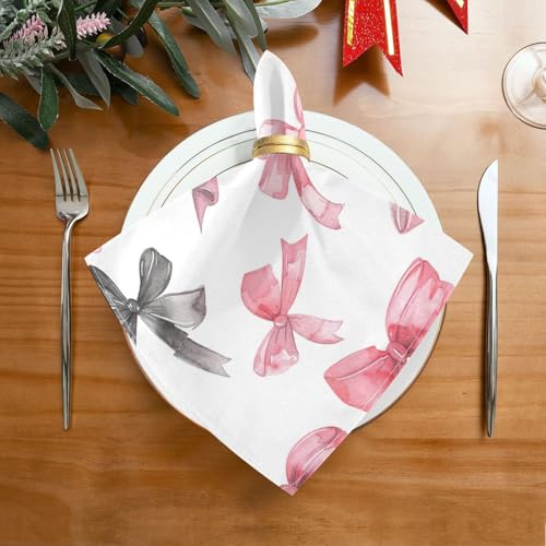 Servilletas de Tela Qilmy Bow Black Pink Pack de 6 50.8x50.8cm miniatura 2