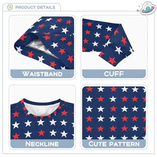 JUNZAN Red Blue Stars Kids Girls Pullover Hoodie Fleece Fall Tops Shirts Party 4T3