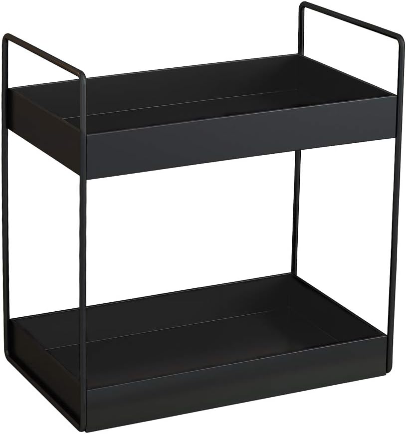 2 Tier Bathroom Counter Organizer, Standing Vanity Organizer Shelf for Bathroom Storage Organization, Countertop Skincare Makeup Organizers Holder, Black