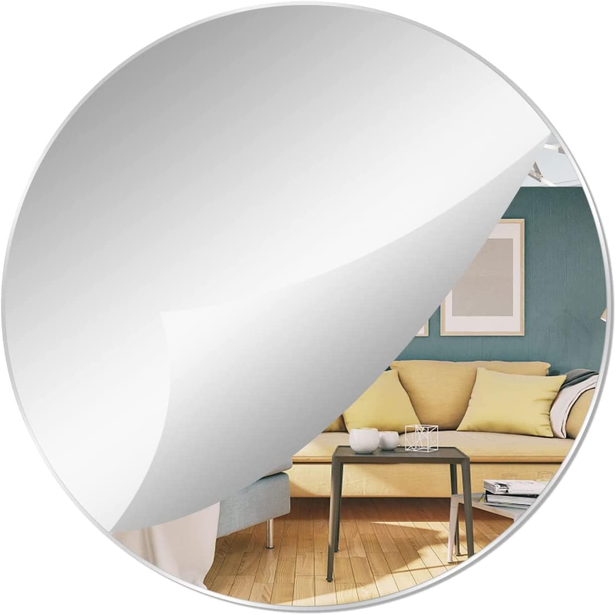 Fliptic Glass Acrylic Circle Wall Mount Mirror Sheet(1Mm,8" Diameter,Silver) Round,Unframed Pack of 2-image-3