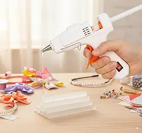 Pistola de Cola Quente Bico Fino com Botão Liga e Desliga Bivolt 20W, Para bastão 7mm Fino