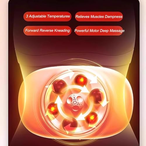 Masajeador abdominal eléctrico FIUZA, cinturón masajeador abdominal, 3 niveles de intensidad, compresa térmica, para aplanar el vientre, gases, hinchazón y estreñimiento miniatura 6