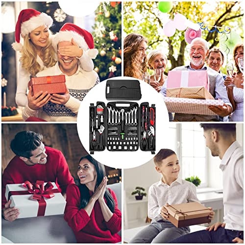 95 Piece Tool Set, Tool Kit, Mechanics Tool Set, Portable Toolbox With Adjustable Wrench Pliers Socket Bits, Repair Home Tool Kit With Plastic Toolbox Storage Case, For House Apartment Garage #TOP7