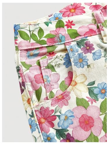 Floerns Women's Floral Boho Straight Leg Jeans High Waisted Casual Long Denim Pants3