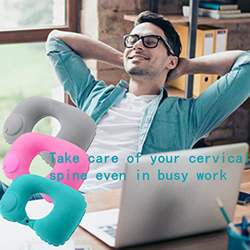 Almohada portátil inflable para viaje en forma semicircular miniatura 5