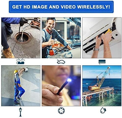 DBPOWER WiFi Endoscope Camera, 8.5mm 6 Adjustable LED, HD 2MP Inspection Snake Camera, Wireless IP67 Waterproof Borescope for iOS/Android Smartphones and Tablets, iPhone/iPad, Samsung/LG (10M/32.8ft)