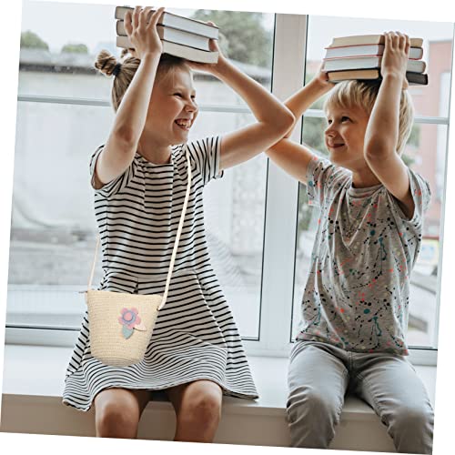 BESTYASH 1set Boy Girl Girls Beach Straw Hat with Tote Bag Sun Cap Adorable Straw Design for Outdoor Activities and Parties2