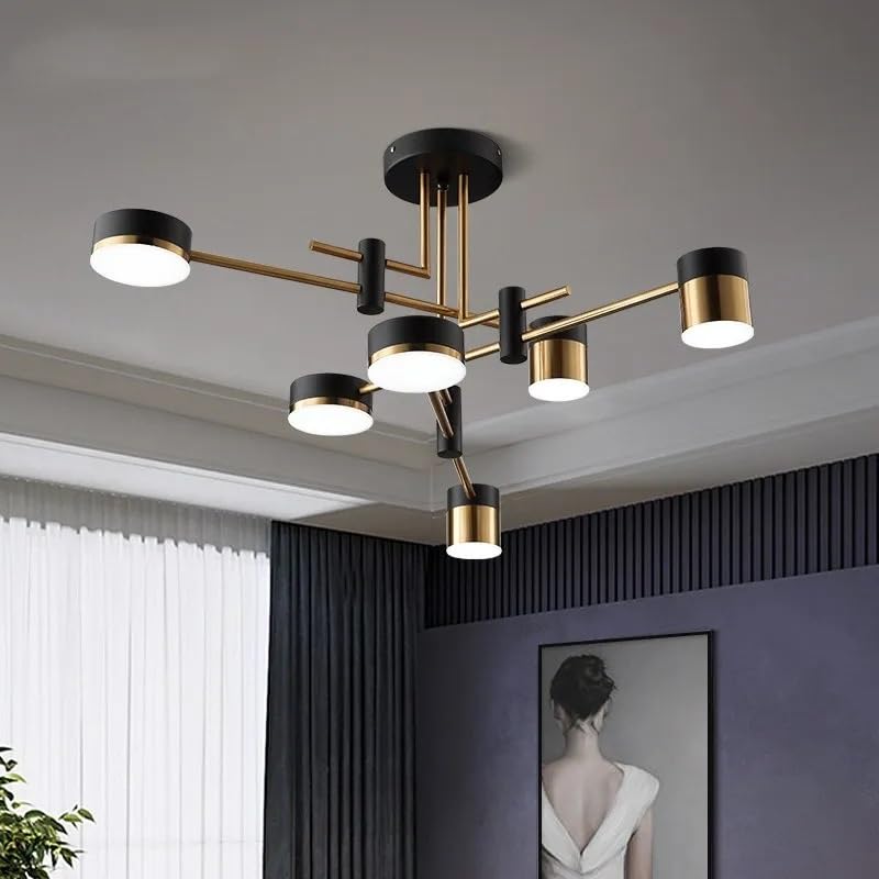 Lustre plafond cuisine LED à 6 têtes moderne pour salon