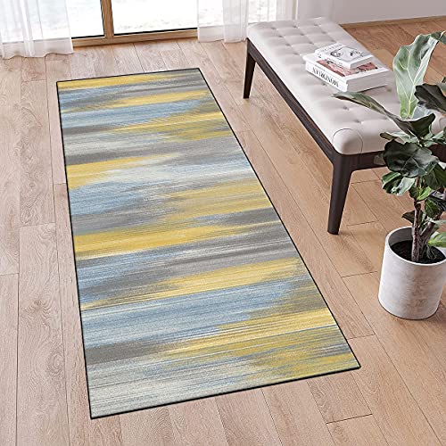 Tapis Passage Couloir antidérapant 60x60cm Lavable Jaune Gris Bleu Moderne Abstrait Tapis au Metre pour Cuisine Chambre Salon, Matière Polyester, Largeur 40 - 120cm Breit Cover