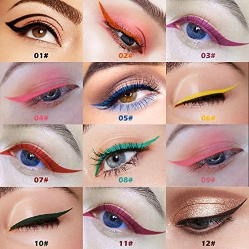 Rechoo 12 Colors Eyeliner Matte Liquid Eye liner Set for Eye Makeup, Colorful Waterproof Superstay Long Lasting Quick Dry Eye Liners Pencil (12 Rainbow Colors) - Thumbnail 5